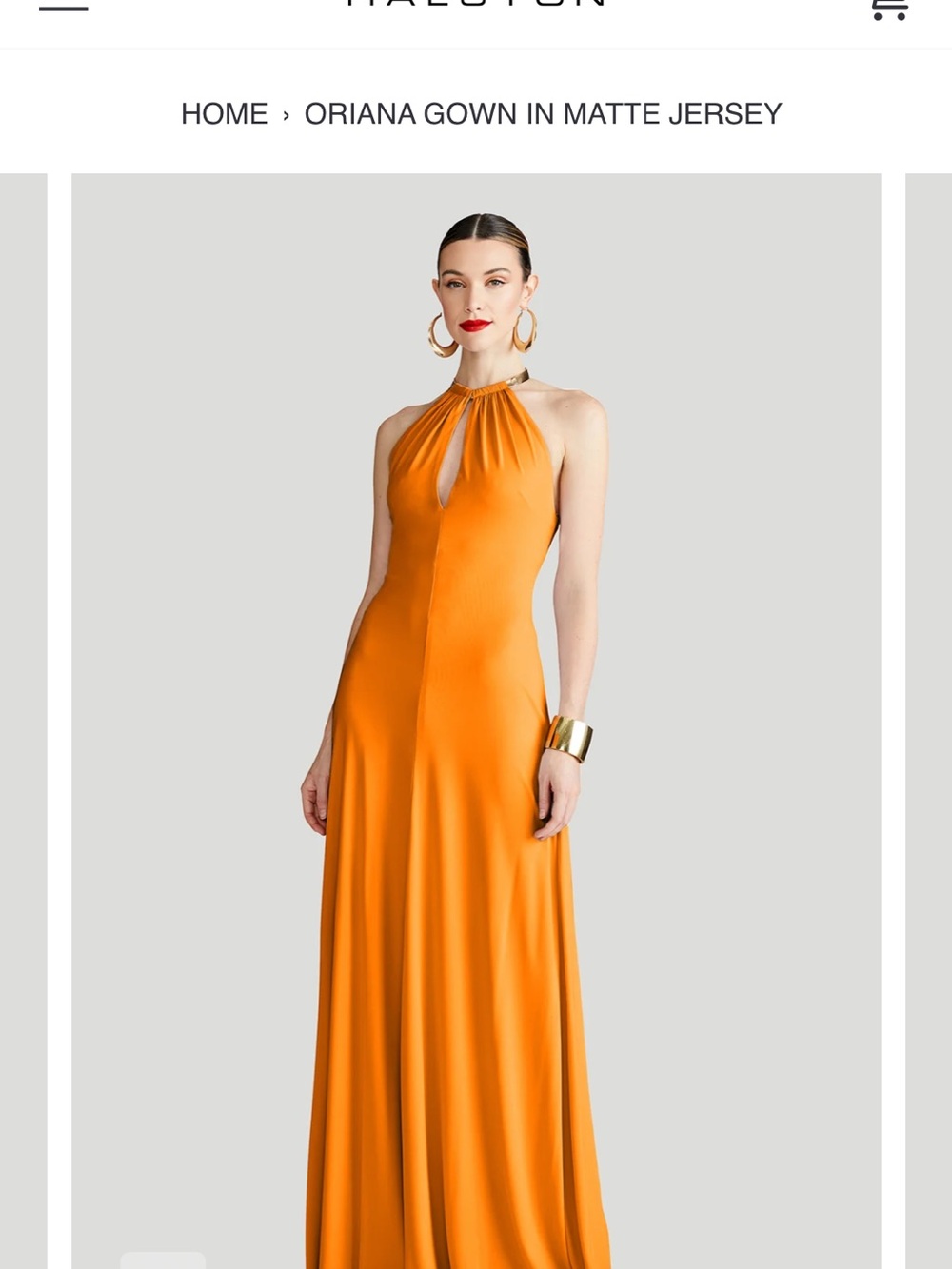 Halston Heritage Orange Halter Maxi Gown
